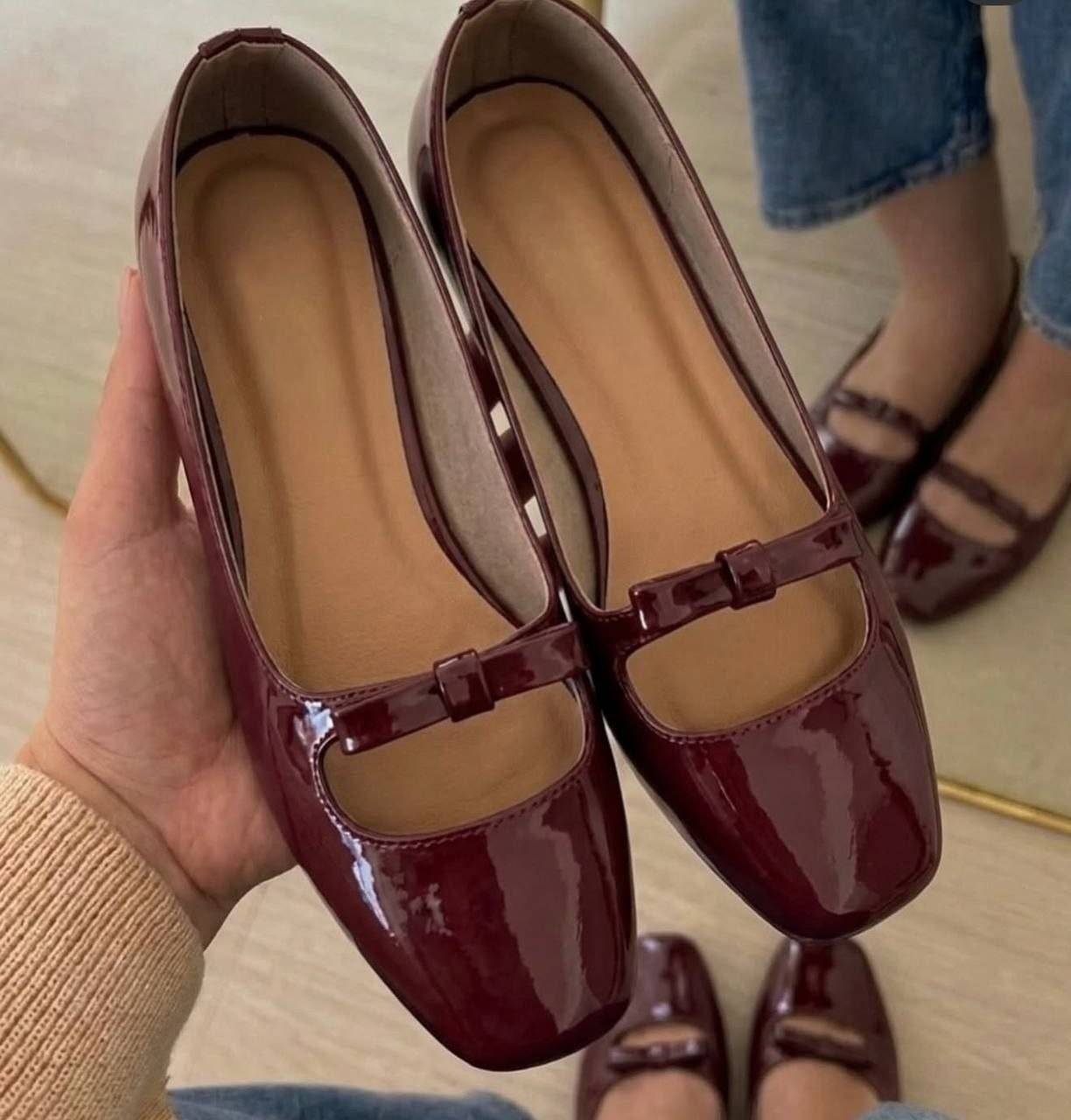 کفش زنانه ورنی مدل بابت پاپیونی
